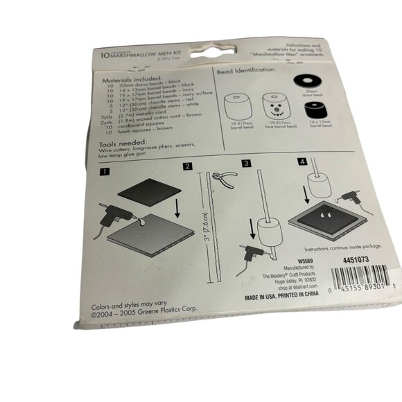 Holiday Time Marshmallow Men Craft Kit Christmas Ornament Craft Kit - Picture 3 of 6